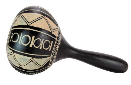 Isolated traditional African gourd percussion instrument.