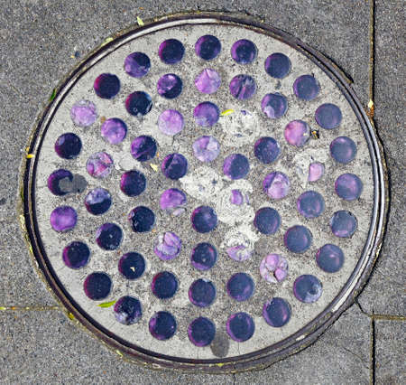 Purple prism glass in sidewalk San Francisco.