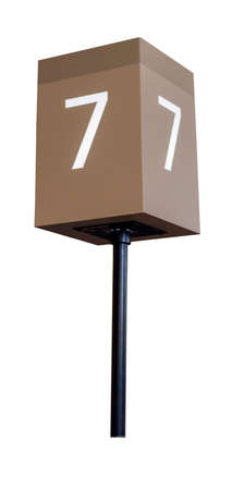 Isolated lucky number seven box on a pole.の写真素材