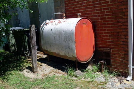 Home heating oil tank. Outdoors. Horizontalの写真素材
