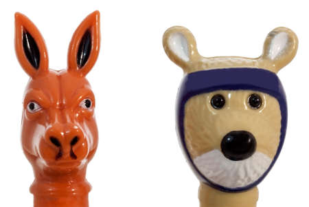 Isolated kangaroo and wallaby toy heads.の写真素材