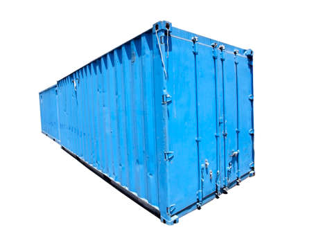 Isolated blue cargo containerの写真素材