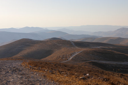Mountainous Judean desert landscape near Jericho, Israelの写真素材