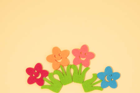 background with flowers art collage. flowers cartoonの写真素材