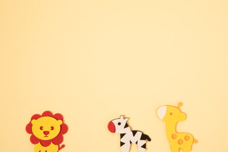 background with animals art collage. Giraffe lion zebra elepantの写真素材