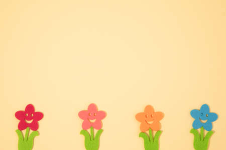 background with flowers art collage. flowers cartoonの写真素材
