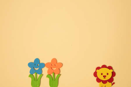 background with animals art collage. Giraffe lion zebra elepantの写真素材