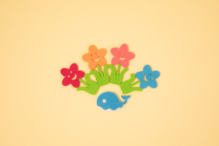background with flowers art collage. flowers cartoonの写真素材