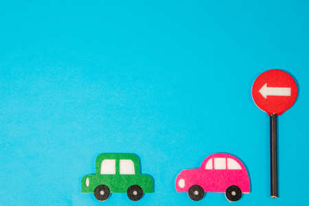 car in cartoon style on white background. Colorful and Transportation background, ecoの写真素材