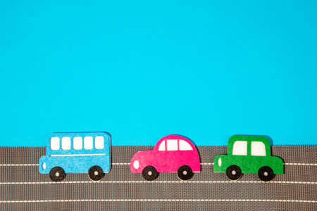 car in cartoon style on white background. Colorful and Transportation background, ecoの写真素材