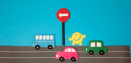 car in cartoon style on white background. Colorful and Transportation background, ecoの写真素材