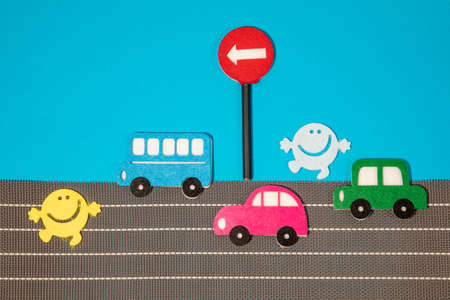 car in cartoon style on white background. Colorful and Transportation background, ecoの写真素材