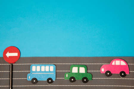 car in cartoon style on white background. Colorful and Transportation background, ecoの写真素材