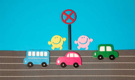 car in cartoon style on white background. Colorful and Transportation background, ecoの写真素材