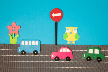 car in cartoon style on white background. Colorful and Transportation background, ecoの写真素材