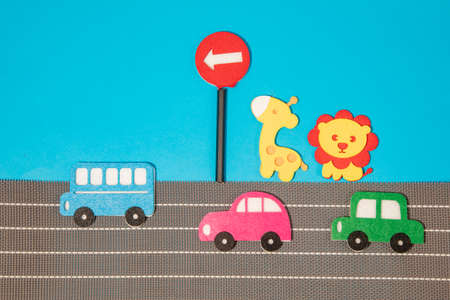 car in cartoon style on white background. Colorful and Transportation background, ecoの写真素材