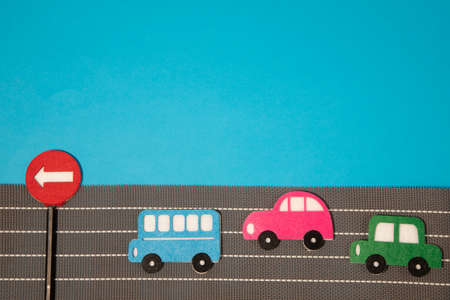 car in cartoon style on white background. Colorful and Transportation background, ecoの写真素材