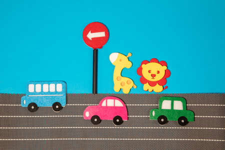 car in cartoon style on white background. Colorful and Transportation background, ecoの写真素材