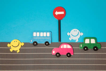 car in cartoon style on white background. Colorful and Transportation background, ecoの写真素材