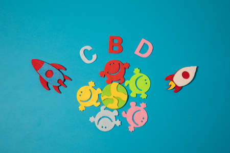 Valentines day concept with letters love and wooden heart. Decor in shape of word LOVE. white letters. Valentine concept. Color of the year 2022. Very peri tint. Selective focus.の写真素材