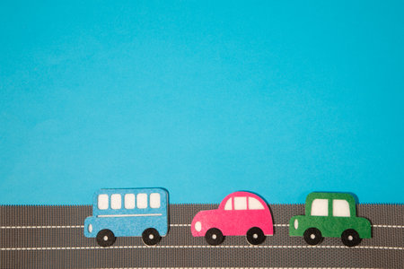 car in cartoon style on white background. Colorful and Transportation background, ecoの写真素材