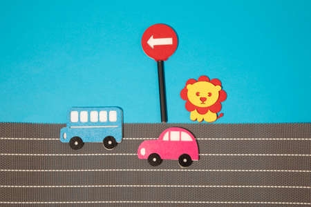car in cartoon style on white background. Colorful and Transportation background, ecoの写真素材