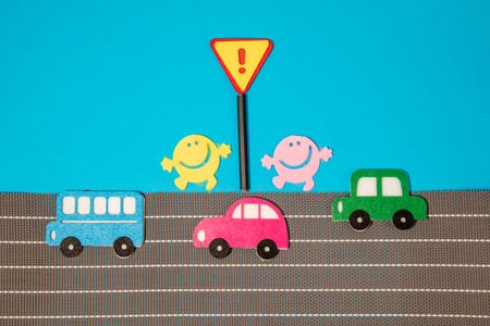 car in cartoon style on white background. Colorful and Transportation background, ecoの写真素材