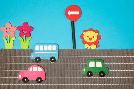 car in cartoon style on white background. Colorful and Transportation background, ecoの写真素材