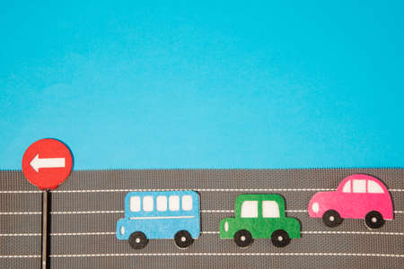 car in cartoon style on white background. Colorful and Transportation background, ecoの写真素材