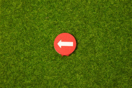 Green nature grass texture ecology background red traffic safetyの写真素材