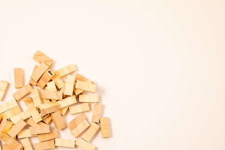 wooden toy blocks with paper background colorの写真素材