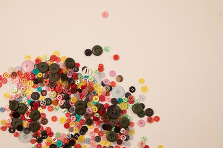 Plastic buttons, Colorful buttons background, Buttons close up, Buttons backgroundの写真素材