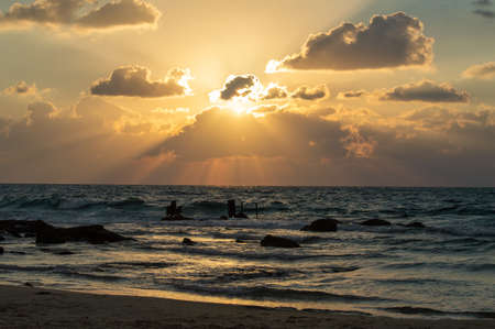 Amazing red sea sunset, Nature landscape background cloudsの写真素材
