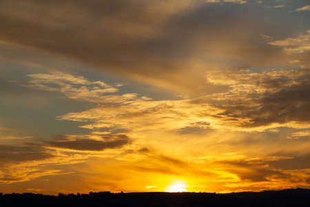scenic sunrise sky background, light rays of sunbeam in the morning