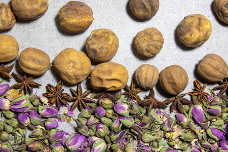 selective focus dried rose bud. spice shop for sale. High quality photo