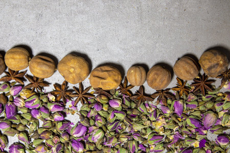 selective focus dried rose bud. spice shop for sale