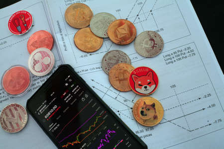 Bitcoin is an open source peer-to-peer electronic cash system that uses blockchain technologyの写真素材