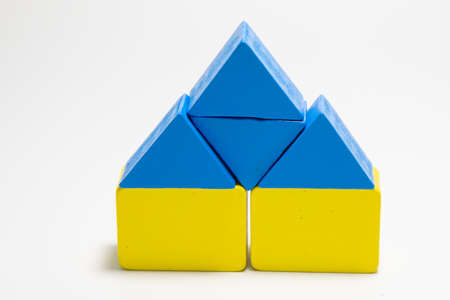 heart from the Ukrainian national flag of blue-yellow color and doves as a symbol of peace isolated...