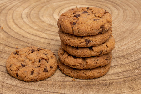 Chocolate chip cookies isolated on white background, Homemad cookies close up.の写真素材