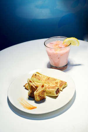 Fresh fruit drink and kebabの写真素材