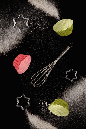 Artistic and creative baking concept showing necessary baking ingredientsの写真素材