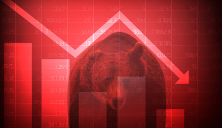 Abstract financial chart of bear market when stock prices go downの写真素材