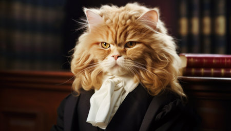 Portrait of a ginger cat as a judge in a courtroomの素材