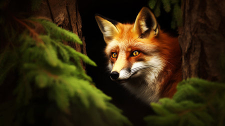 Portrait of a Red fox in a forest.の素材