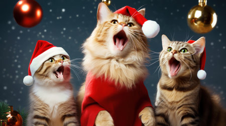 Happy cats at Christmas.の素材