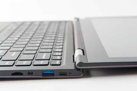 Laptop with touch screen modeの写真素材