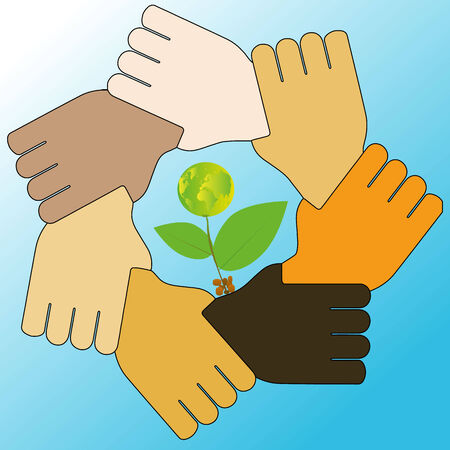 7 hands safe the earthのイラスト素材