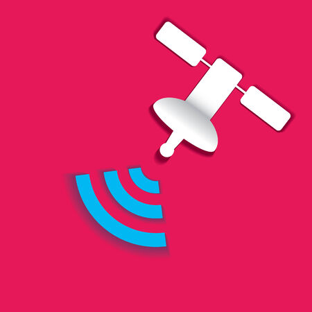 Satellite signals are white on a pink background color.のイラスト素材