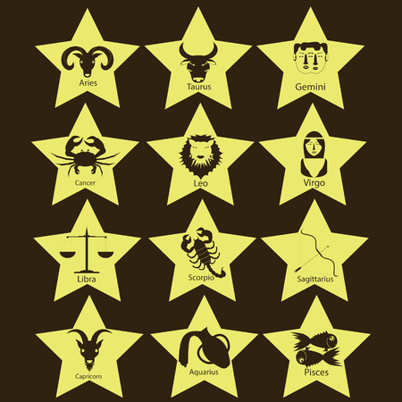 Orange two-dimensional universe is in the yellow star on brown background.のイラスト素材