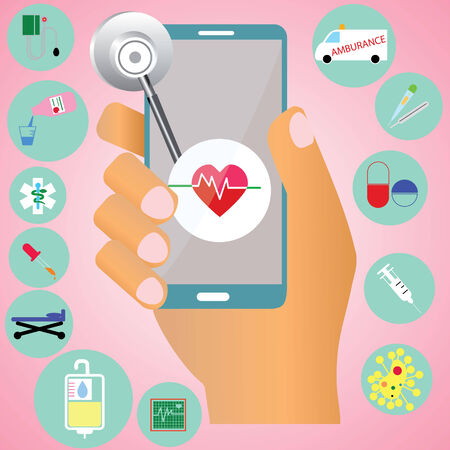 Smart phone and application for heltcareのイラスト素材
